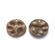 Tibetan Style Alloy Pendants, Flat Round, Cadmium Free & Nickel Free & Lead Free, Antique Bronze, 32x33.5x3.5mm, Hole: 2.5mm, about 130pcs/1000g(TIBEP-Q002-18AB-NR)