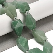 Natural Green Aventurine Beads Strands, Faceted Teardrop, with Seed Beads, 19~21.5x12~13mm, Hole: 2mm, about 15~16pcs/strand, 14.96~15.7 inch(38~40cm)(G-NH0005-B07-01)