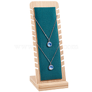Phyllostachys Pubescens Necklace Display Stand, Long Chain Display Stand, Rectangle, with Velvet, Green, 10x16x27.4cm(NDIS-WH0002-14C)