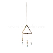 Crystal Chandelier Glass Teardrop Pendant Decorations, Hanging Sun Catchers, with Natural & Synthetic Gemstone Chips Beads, Triangle, 500mm(HJEW-D029-04G)