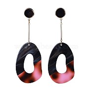 Cellulose Acetate(Resin) Dangle Stud Earrings, with Brass Findings and 304 Stainless Steel Findings, Colorful, 103mm, Pin: 0.7mm(EJEW-JE03121-03)