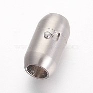 304 Stainless Steel Locking Tube Magnetic Clasps, Matte Style, Oval, Stainless Steel Color, 18.5x10mm, Hole: 6mm(STAS-F194-13P)