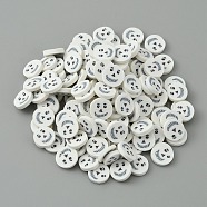 Halloween Handmade Polymer Clay Cabochons, Flat Round, Ghost Pattern, 9~10x1.8~2mm(CLAY-CJC0014-08H)