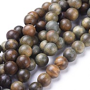 Natural Sandalwood Beads Strands, Round, Olive, 6mm, Hole: 1mm, about 64pcs/strand, 15.7 inch(40cm)(WOOD-F008-02-B)