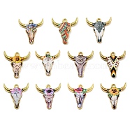 Alloy Pendant, Lead Free & Cadmium Free & Nickel Free, Cattle, Mixed Color, 22x21.5x2.5mm, Hole: 1.8mm(ENAM-M061-02G)