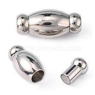 Smooth 304 Stainless Steel Magnetic Clasps with Glue-in Ends, Oval, 24x11mm, Hole: 5mm(STAS-D008-1)