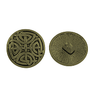 Tibetan Style Half Round Alloy Shank Buttons, Cadmium Free & Nickel Free & Lead Free, Antique Bronze, 17x7.5mm, Hole: 2mm, about 403pcs/1000g(TIBE-Q044-05AB-NR)