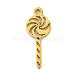 201 Stainless Steel Pendants, Laser Cut, Lollipop Charm, Golden, 18.5x7x1mm, Hole: 1.5mm(STAS-Q015-06G)