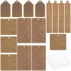 40Pcs 4 Style Metal Tags, Brass Stamping Blank Tag Pendants, Nickel Free, Rectangle & Square & Arrow, Antique Bronze, 10pcs/style(KK-SC0002-08)