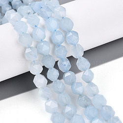 Dyed Natural White Jade Beads Strands, Faceted, Star Cut Round Beads, Light Sky Blue, 7~8x6~7.5x6~7.5mm, Hole: 1mm, about 48~49pcs/strand, 14.17~15.35''(36~39cm)(G-T139-8mm-46H)