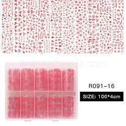 10Rolls Nail Art Transfer Stickers, Nail Decals, DIY Nail Tips Decoration, Christmas Themed Pattern, Red, 40mm, 1m/roll(MRMJ-R091-16)