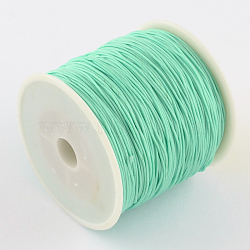 Braided Nylon Thread, Chinese Knotting Cord Beading Cord for Beading Jewelry Making, Aquamarine, 0.5mm, about 150yards/roll(NWIR-R006-0.5mm-232)
