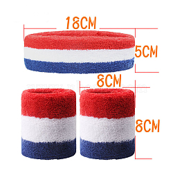 Stripe Cloth HairBands and Cuff Set, 4th of July Independence Day Theme Hair Accessories for Women Girls, Red, 50x180mm, 3pcs/set(GUQI-PW0001-174A)