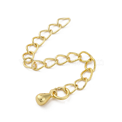 Brass Ends with Chain, Long-Lasting Plated, Teardrop, Golden, 56~59mm(KK-C071-13G)