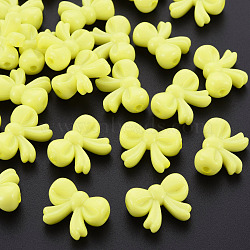 Opaque Acrylic Beads, Bowknot, Yellow, 15.5x20x8.5mm, Hole: 2mm, about 440pcs/500g(MACR-S373-72-A04)