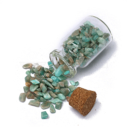 Natural Amazonite Chip Healing Crystals Wishing Bottles, Wicca Gem Stones for Energy Balancing Meditation Therapy, 22x40mm(PW-WG63969-10)