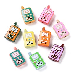 Opaque Acrylic Beads, with Enamel, Mobile Phone, Mixed Color, 25x14.5x7mm, Hole: 2.7mm(MACR-M032-01)
