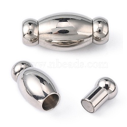 Tarnish Resistant Smooth 304 Stainless Steel Magnetic Clasps with Glue-in Ends, Oval, 24x11mm, Hole: 5mm(STAS-D008-1)