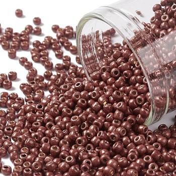 TOHO Round Seed Beads, Japanese Seed Beads, (PF564F) PermaFinish Cabernet Red Metallic Matte, 11/0, 2.2mm, Hole: 0.8mm, about 50000pcs/pound