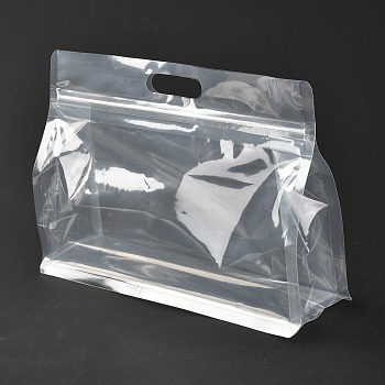 Transparent Plastic Zip Lock Bag, Plastic Stand up Pouch, Resealable Bags, with Handle, Clear, 19.2x26x0.08cm