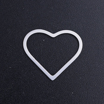 201 Stainless Steel Linking Rings, Heart, Stainless Steel Color, 17x20x1mm, Inner Diameter: 15x17.5mm