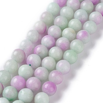 Dyed Natural White Jade Beads Strands, Round, Aquamarine, 10mm, Hole: 1mm, about 38pcs/strand, 14.96 inch(38cm)