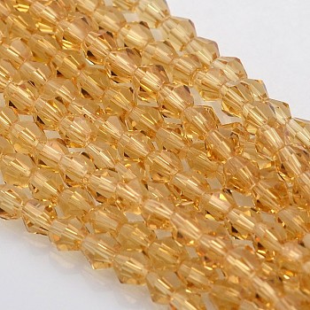 Bicone Glass Beads Strands, Faceted, Peru, 3.5x3mm, Hole: 1mm, about 125~130pcs/strand, 13.8 inch