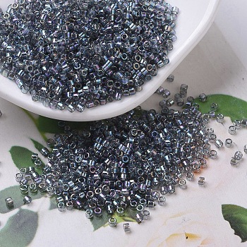 MIYUKI Delica Beads, Cylinder, Japanese Seed Beads, 11/0, (DB0179) Transparent Gray AB, 1.3x1.6mm, Hole: 0.8mm, about 2000pcs/10g