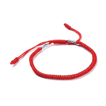 Nylon Thread Braided Bracelets, Red String Bracelets, with Braided Thread Metallic Cords, Red, 1-3/4 inch~3-1/8 inch(4.6~8cm)