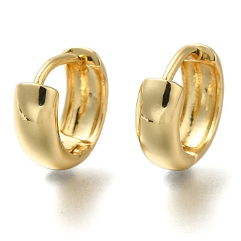 Rack Plating Brass Hoop Earrings, Long-Lasting Plated, Cadmium Free & Lead Free, Real 18K Gold Plated, 14x13mm