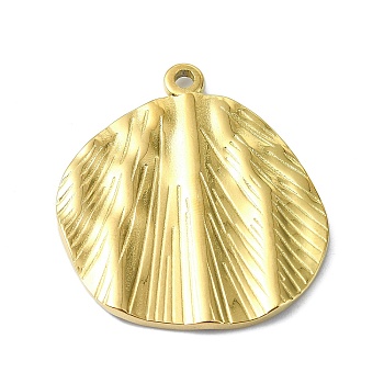 Ion Plating(IP) 304 Stainless Steel Pendants, Real 18K Gold Plated, Shell Shape, 31.5x29.5x2mm, Hole: 2mm