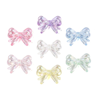 Transparent Plastic Beads, Bowknot, AB Color Plated, Mixed Color, 15x18.5x5mm, Hole: 1.6~1.8mm, about 909pcs/500g
