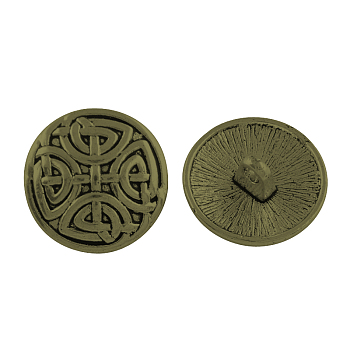 Tibetan Style Half Round Alloy Shank Buttons, Cadmium Free & Nickel Free & Lead Free, Antique Bronze, 17x7.5mm, Hole: 2mm, about 403pcs/1000g