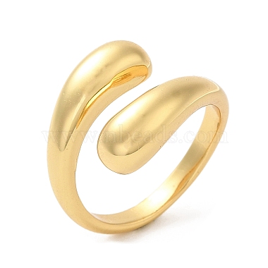 Brass Teardrop Open Cuff Ring for Women(RJEW-M148-03G)-3