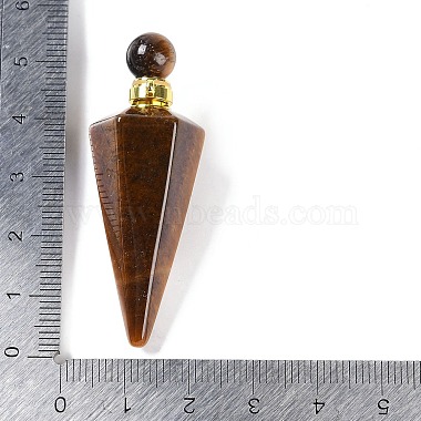 Natural Tiger Eye Faceted Cone Openable Perfume Bottle Big Pendants(G-L524-18G-08)-4