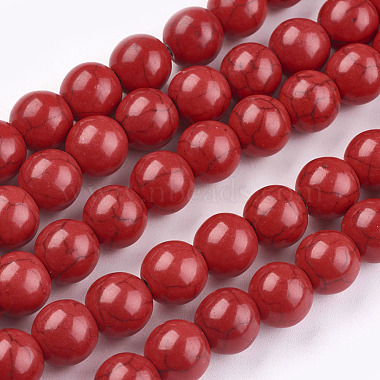 10mm Crimson Round Synthetic Turquoise Beads