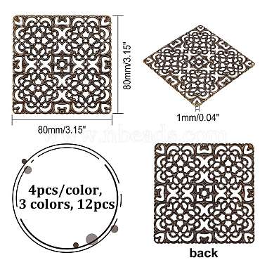 CHGCRAFT 12Pcs 3 Colors Alloy Filigree Joiners Findings(FIND-CA0004-94)-2