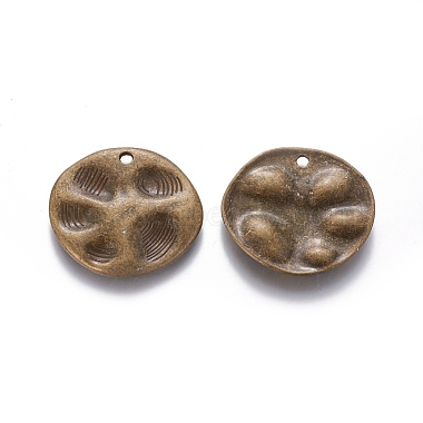 Antique Bronze Flat Round Alloy Pendants