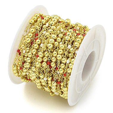 Brass Enamel Round Beaded Link Chain(CHC-G022-07G-14)-3