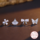 4Pcs 4 Style Rhodium Plated 925 Sterling Silver Stud Earrings Set(PI9253-2)-1