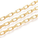 Brass Rectangle Link Chains, Soldered, with Spool, Golden, 5x3x1mm, about 32.81 Feet(10m)/Roll(CHC-T018-49G)