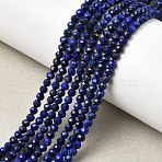 Natural Lapis Lazuli Beads Strands, Faceted, Round, Grade AAA, 3x2.5~3mm, Hole: 0.2mm, about 140pcs/strand, 15.5 inch(39.3cm)(G-F596-49)