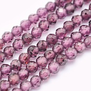Natural Garnet Beads Strands, Round, Faceted, Purple, 2mm, Hole: 0.5mm, about 174pcs/strand, 15.5 inch(39.5cm)(G-O166-13A-2mm)