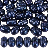 1 Strand Natural Cultured Freshwater Pearl Beads Strands, Dyed, Potato, Prussian Blue, 8.5~12.5x6~8.5mm, Hole: 0.5mm, about 56~58pcs/strand, 14.96~15.75 inch(38~40cm)(PEAR-SC0001-19)