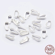 925 Sterling Silver Snap on Bails, with 925 Stamp, Silver, 8x4x2.5mm, Hole: 2.5x6.5mm(STER-F036-08S-4x8mm)