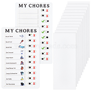 2 Sets Plastic My Chores Checklist Boards, Daily Schedule for Kids, with 10 Sheets Blank Refill Paper Cards, for Checking Items, Forming Good Habit, White, Board: 200x120x7mm, Card: 173x69~70x0.4~0.5mm(AJEW-GF0005-69)