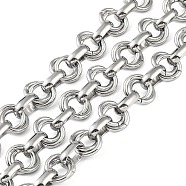 Tarnish Resistant 304 Stainless Steel Link Chain, Unwelded, with Spool, Stainless Steel Color, Stainless Steel Color, 13x8x3.5mm(CHS-H028-02P)