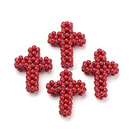 Dyed Synthetic Coral Woven Beads, Cluster Beads, Cross, No Hole/Undrilled, Red, 45~50x35x11~12mm(CORA-Q031-01)