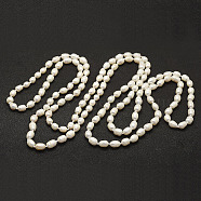 Natural Pearl Beads Necklaces, Rice, Beige, 63.3 inch(161cm)(NJEW-F144-03-01)