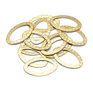 Brass Linking Rings, Hammered Oval, Lead Free & Cadmium Free & Nickel Free, Raw(Unplated), 28x17x0.5mm, Inner Diameter: 11x22mm(KK-P119-29C-RS)